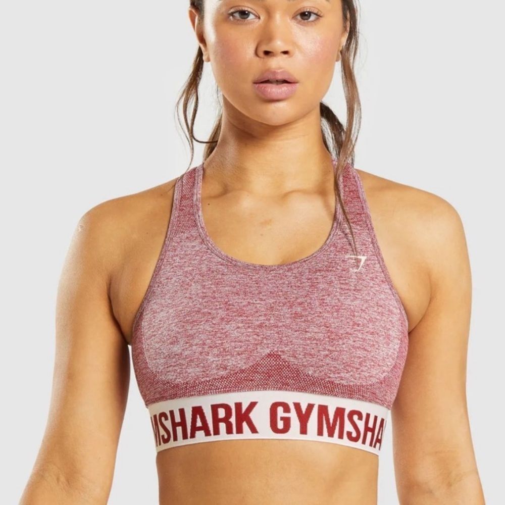 Gymshark Flex Sports Bra in a marled pink/maroon color XS